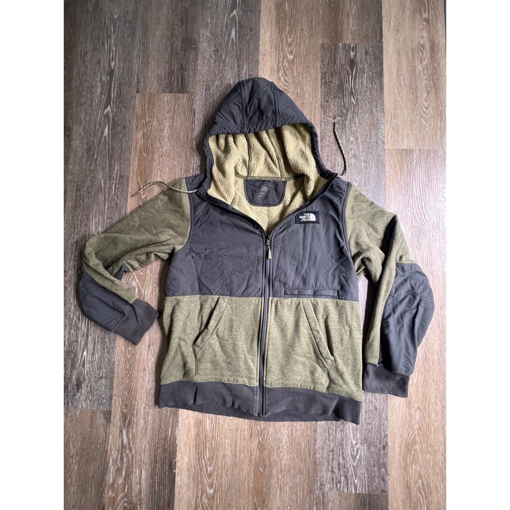 The North Face Olive and Charcoal Hooded Performance Zip Jacket